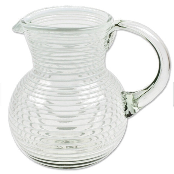 Novica Handmade White Handblown Glass Pitcher Ice-Tea‎ Sangria Margarita Mexico - Picture 1 of 10